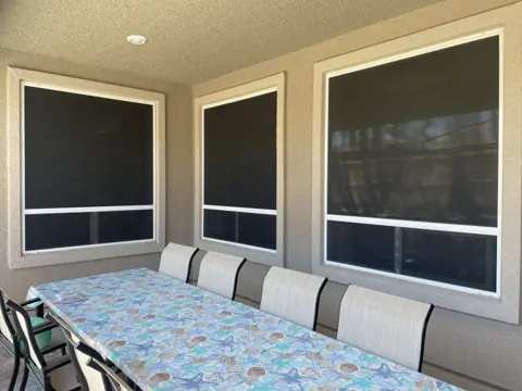 After: solar screens on three patio windows