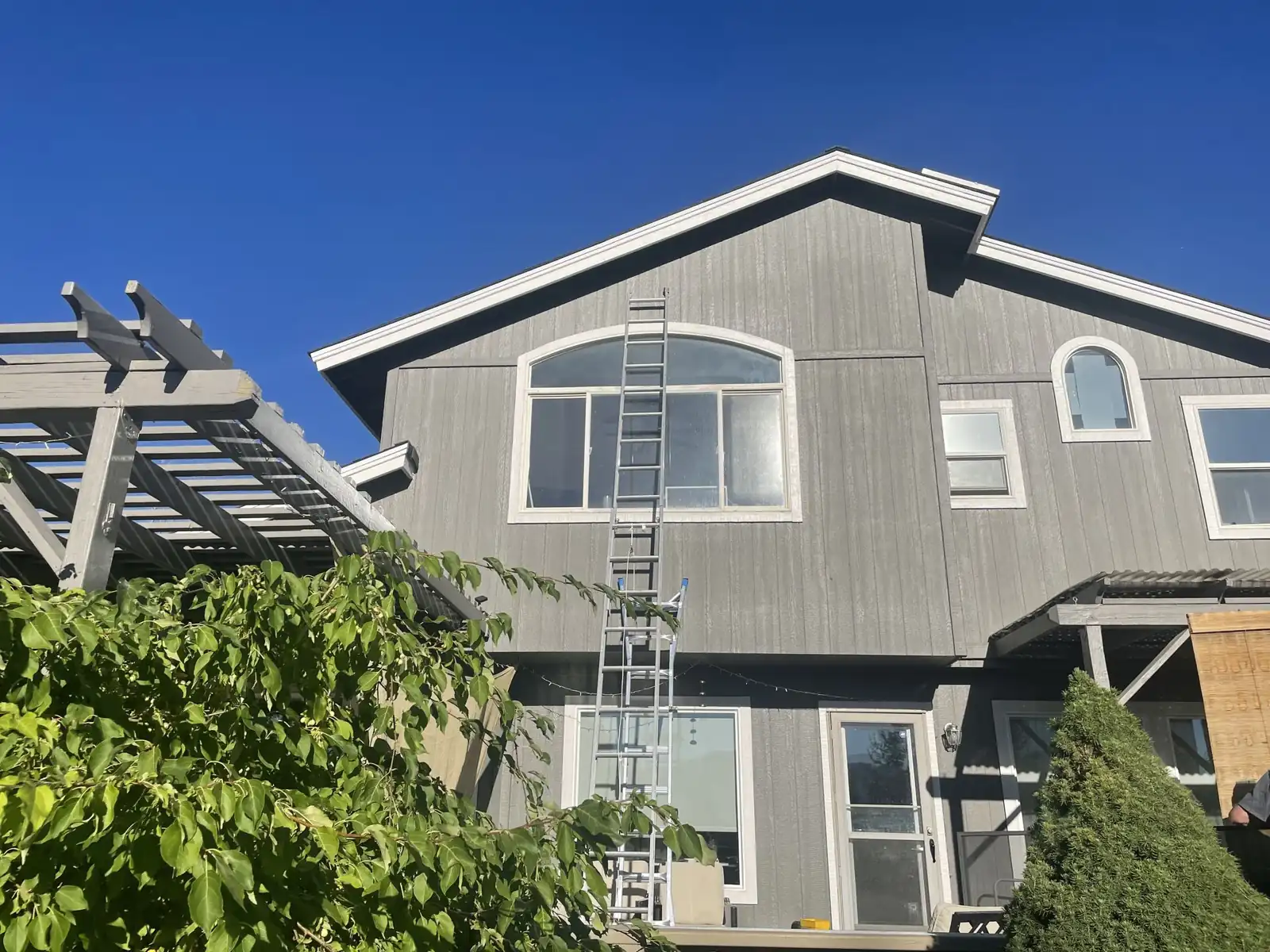 Before: upper-story and arched windows without solar screens